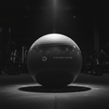 Swiss Exercise Ball on gym floor with dramatic lighting